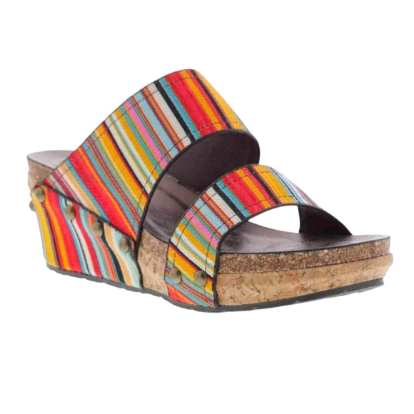 Volatile Shoes - Volatile Vittoria Serape Wedge Women's Multicolor Casual Sandals Size 9